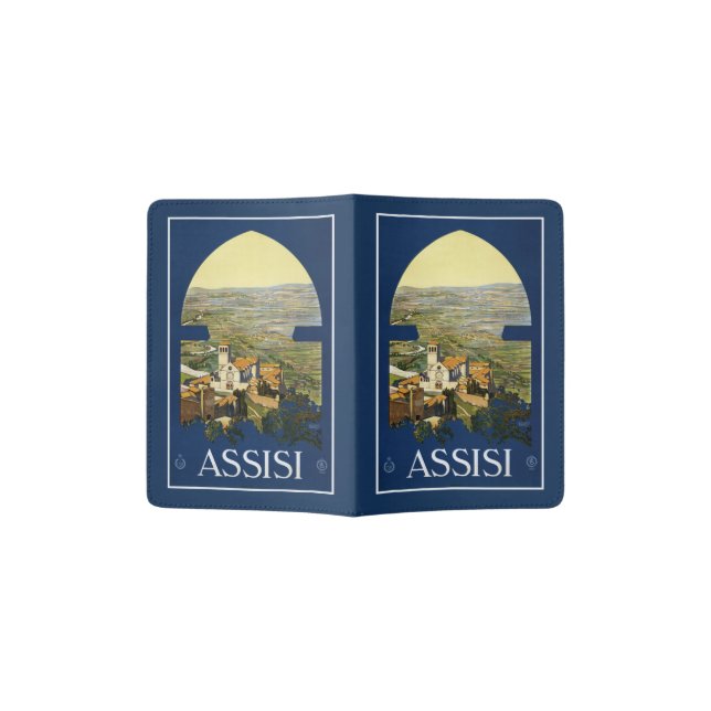 Vintage Assisi Italy passport holder (Opened)