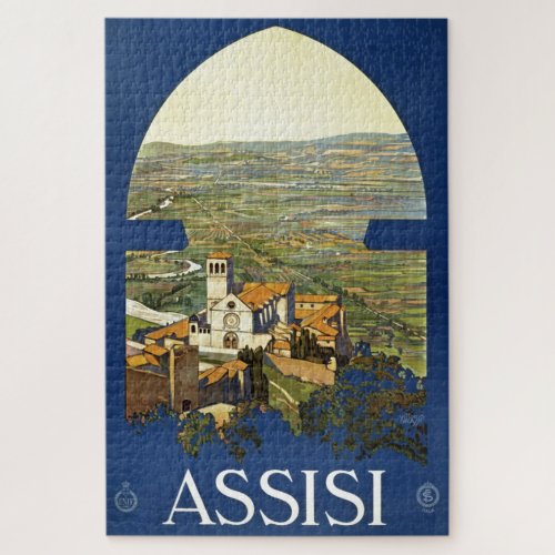 Vintage Assisi Italy Travel Tourism Advertisement Jigsaw Puzzle