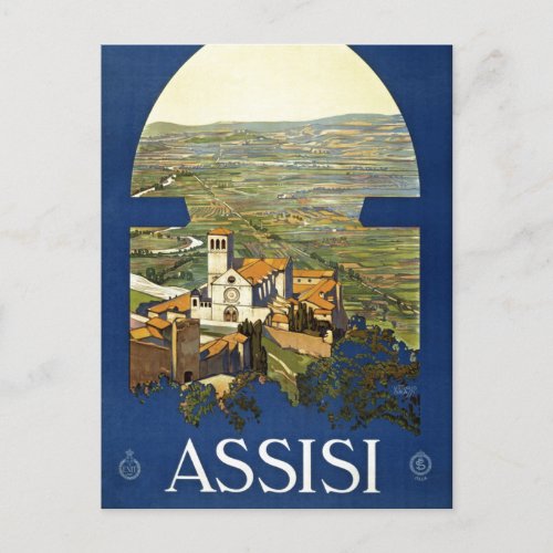 Vintage Assisi Italy Travel Tourism Advertisement Postcard