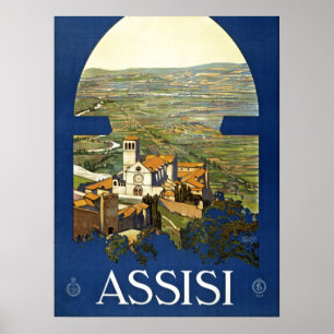Vintage Assisi Italy Travel Tourism Advertisement Poster