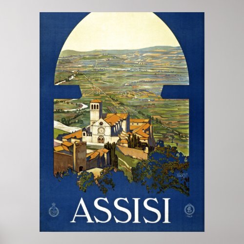 Vintage Assisi Italy Travel Tourism Advertisement Poster