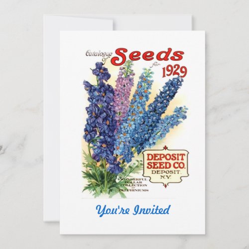 Vintage Assorted Delphiniums Seed Packet Invitation