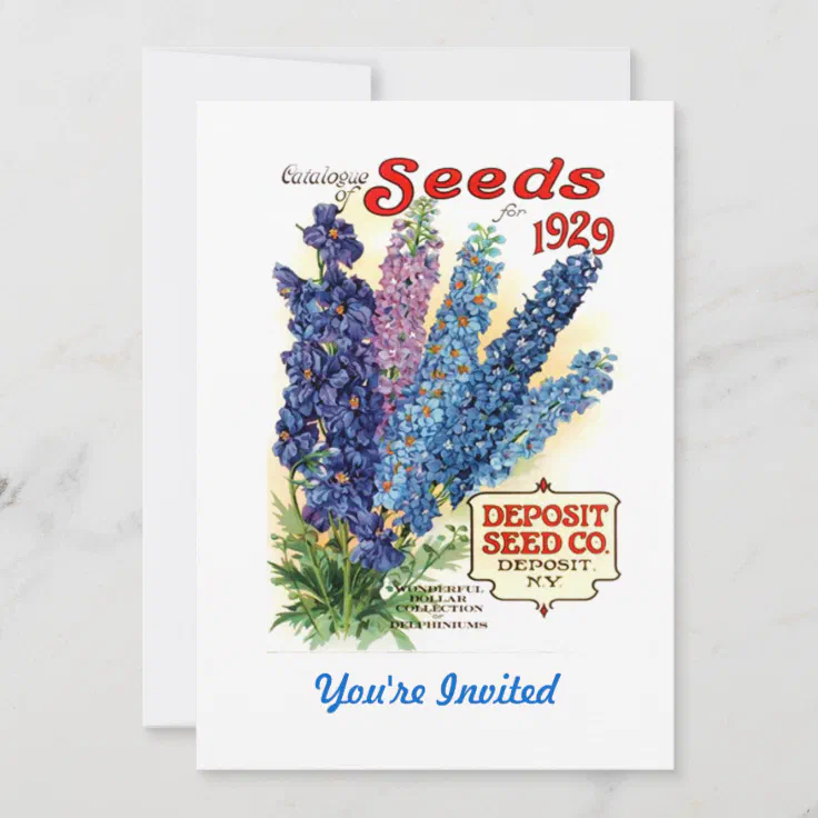 Vintage Assorted Delphiniums Seed Packet Invitation Zazzle