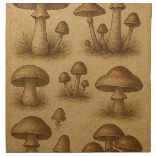 Vintage Assorted Mushrooms Cloth Napkin