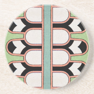 Vintage Assyrian Art Deco Geometric Pattern Mint Drink Coaster