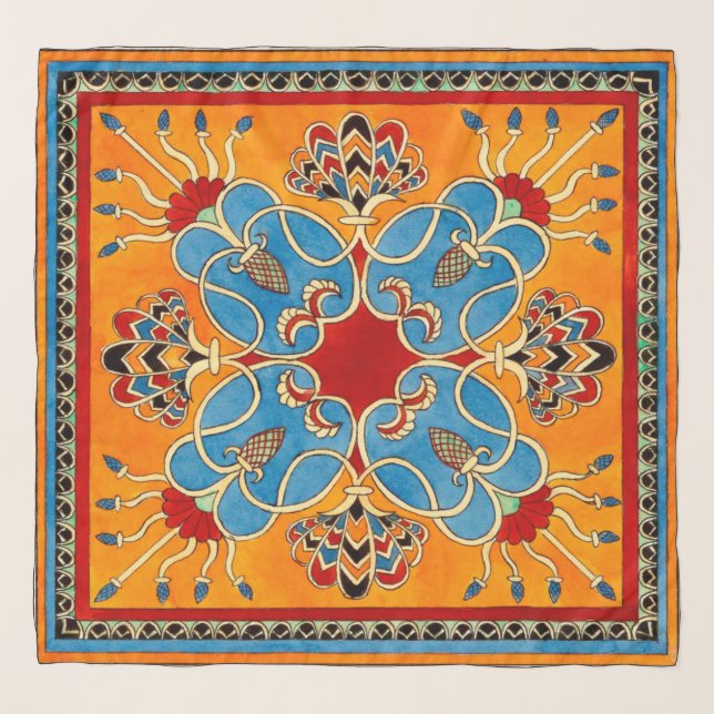 Vintage Assyrian Ornament Scarf (Front (Horizontal))