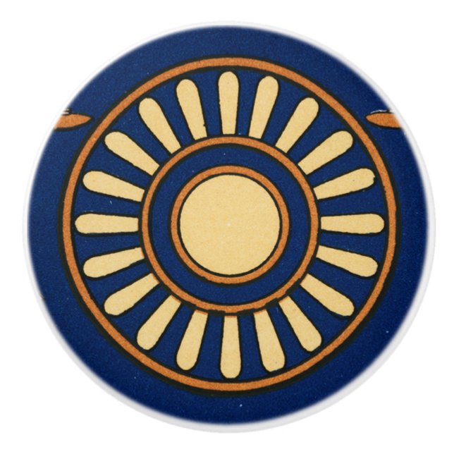 Vintage Assyrian Sun Ceramic Knob (Front)
