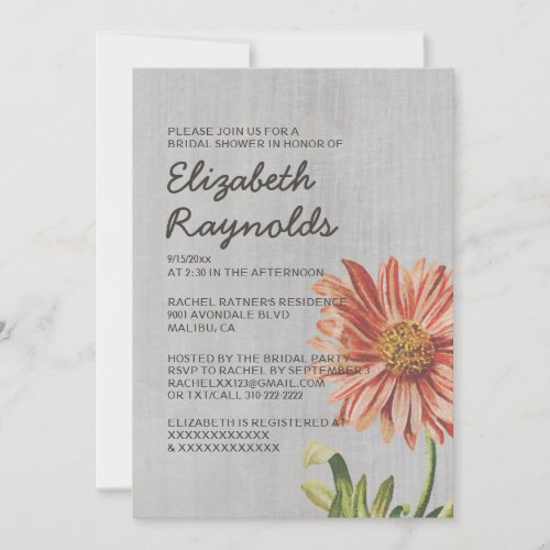 Vintage Aster Bridal Shower Invitations