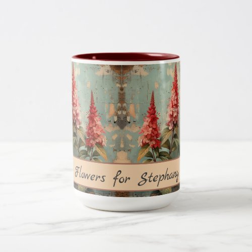 Vintage Astilbe Flowers Retro Rustic Watercolor Two_Tone Coffee Mug