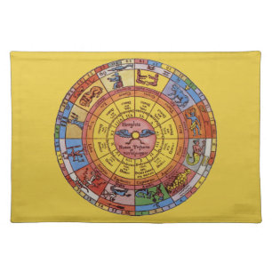 Vintage Astrology, Antique Celestial Zodiac Wheel Placemat
