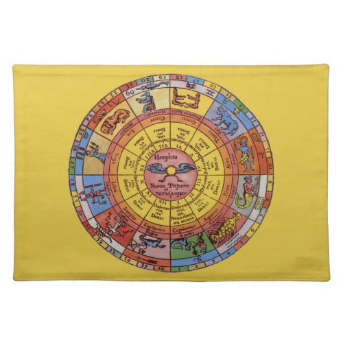 Vintage Astrology Antique Celestial Zodiac Wheel Placemat