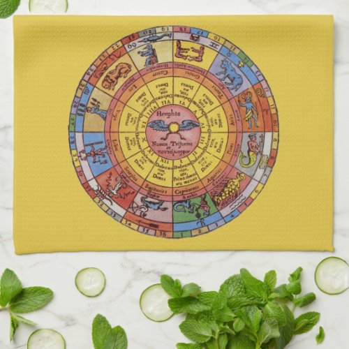 Vintage Astrology Antique Celestial Zodiac Wheel Towel