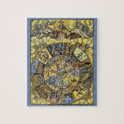 Vintage Astrology Renaissance Zodiac Wheel 1555 Jigsaw Puzzle