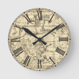 Vintage Astrology Star Chart Map Round Clock