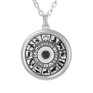 Vintage Astrology Zodiac Wheel Necklace