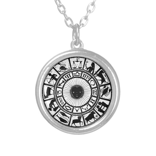 Vintage Astrology Zodiac Wheel Necklace (Front)
