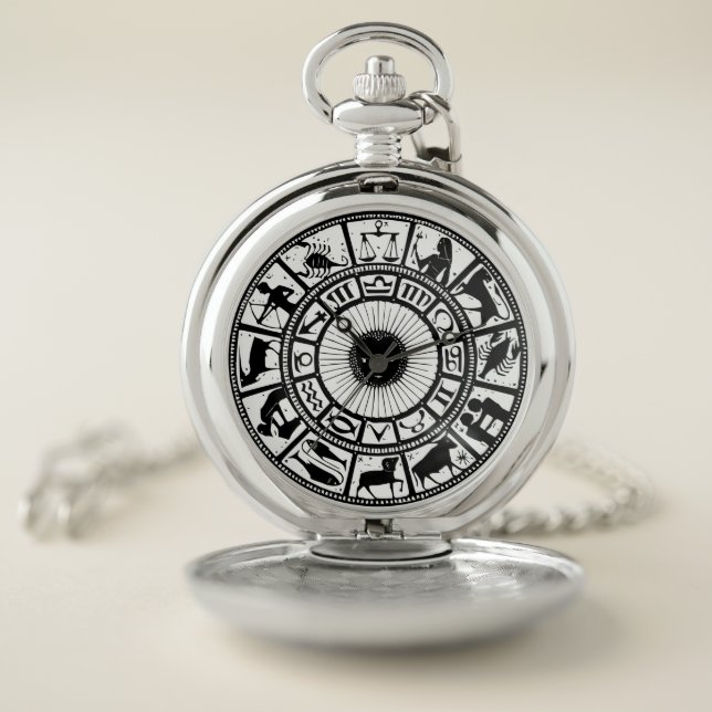 Vintage Astrology Zodiac Wheel Pocket Watch (Inside)