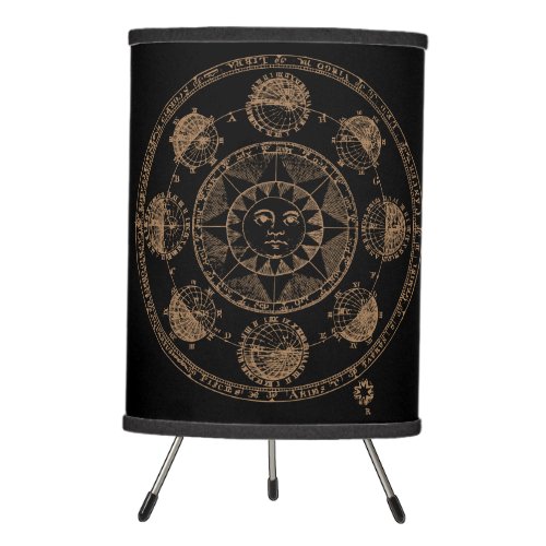 Vintage Astrology Zodiac Wheel Tripod Lamp