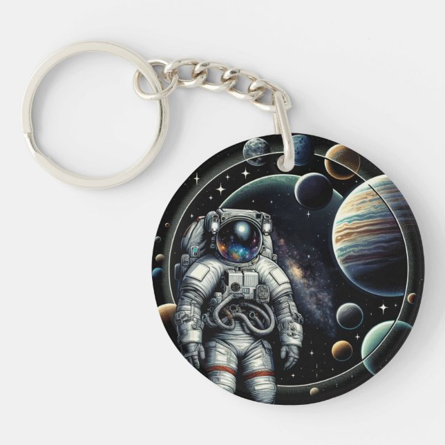 Vintage Astronaut and Planets Keychain (Front)
