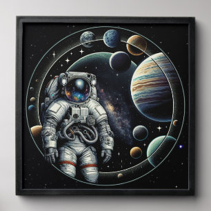 Vintage Astronaut and Planets Peel And Stick Photo Tile