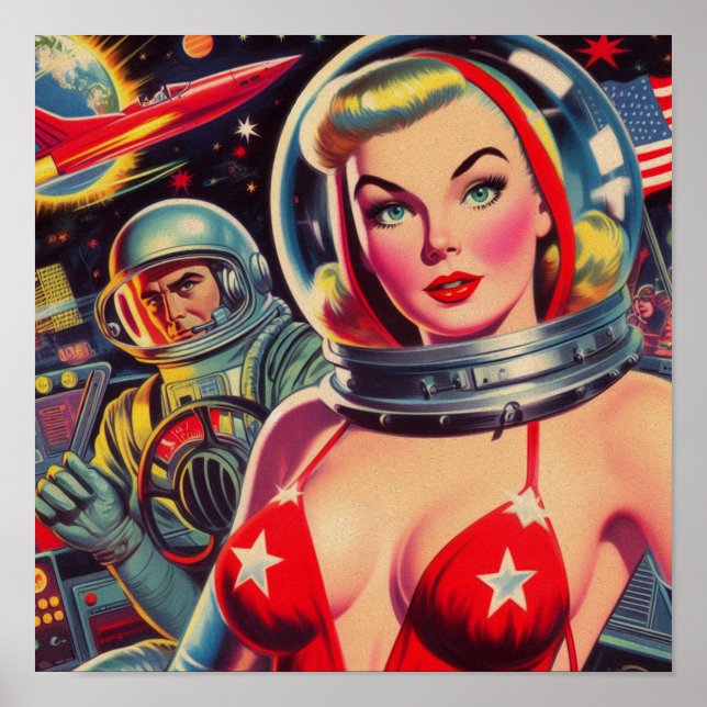Vintage Astronaut Pin-up Poster (Front)