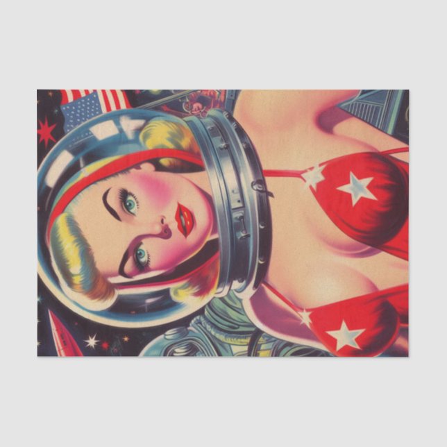 Vintage Astronaut Pin-up Tissue Paper (Front)