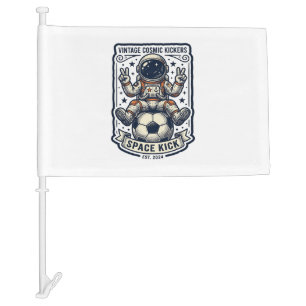 Vintage Astronaut Soccer Peace Sign Shirt Design_1 Car Flag