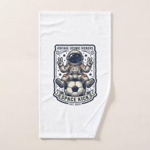 Vintage Astronaut Soccer Peace Sign Shirt Design_1 Hand Towel