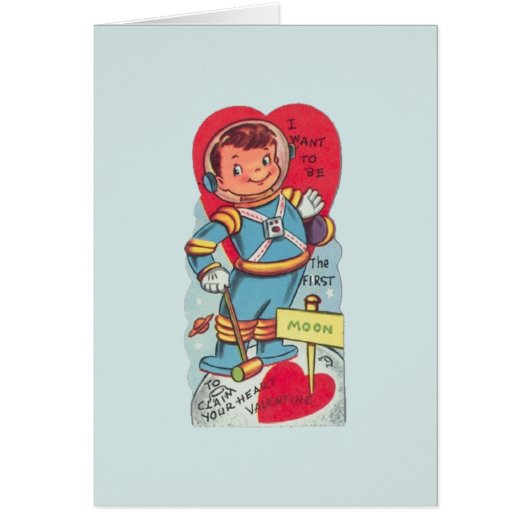 Vintage Astronaut Valentine's Day Card (Front)