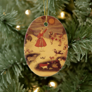 Vintage Astronomy, Antique Asian Celestial Art Ceramic Ornament