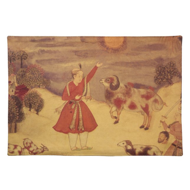 Vintage Astronomy, Antique Asian Celestial Art Cloth Placemat (Front)
