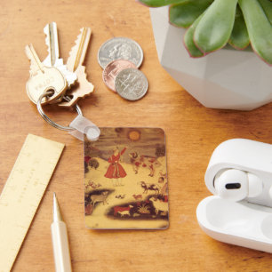 Vintage Astronomy, Antique Asian Celestial Art Keychain