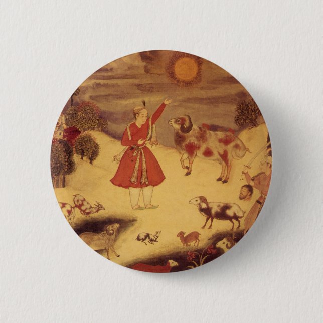 Vintage Astronomy, Antique Asian Celestial Art Pinback Button (Front)