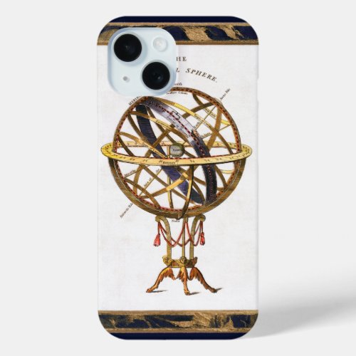 Vintage Astronomy Artificial or Armillary Sphere iPhone 15 Case