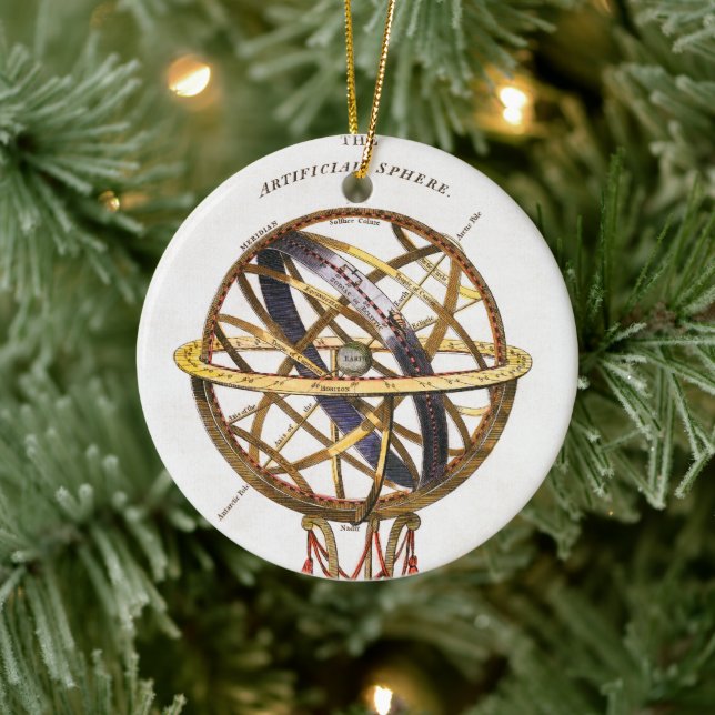 Vintage Astronomy, Artificial or Armillary Sphere Ceramic Ornament (Tree)