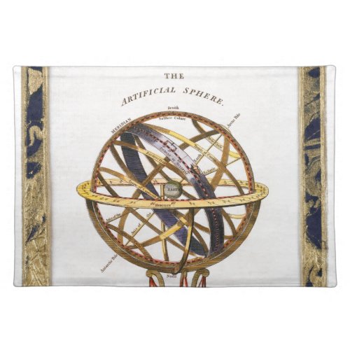 Vintage Astronomy Artificial or Armillary Sphere Cloth Placemat