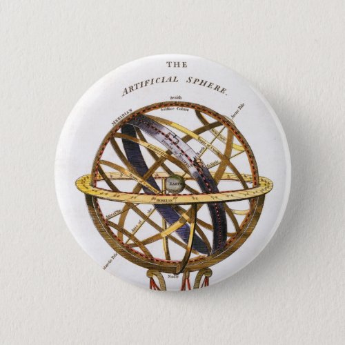 Vintage Astronomy Artificial or Armillary Sphere Pinback Button