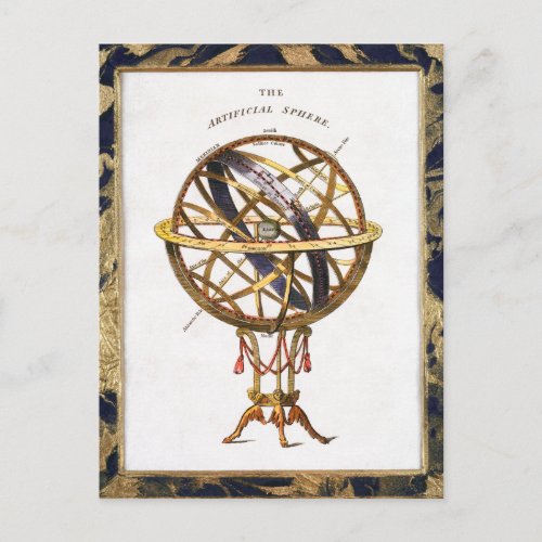 Vintage Astronomy Artificial or Armillary Sphere Postcard