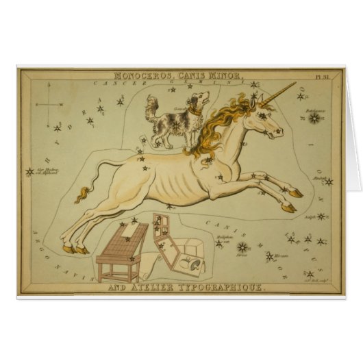 Vintage astronomy astrology Monoceros unicorn (Front Horizontal)