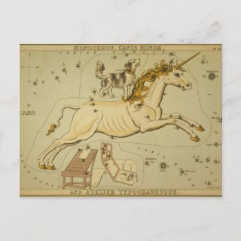 Vintage Astronomy Astrology Monoceros Unicorn Postcard by iBella at Zazzle