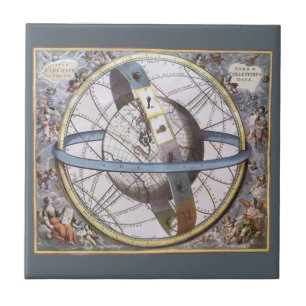 Vintage Astronomy, Celestial by Andreas Cellarius Ceramic Tile