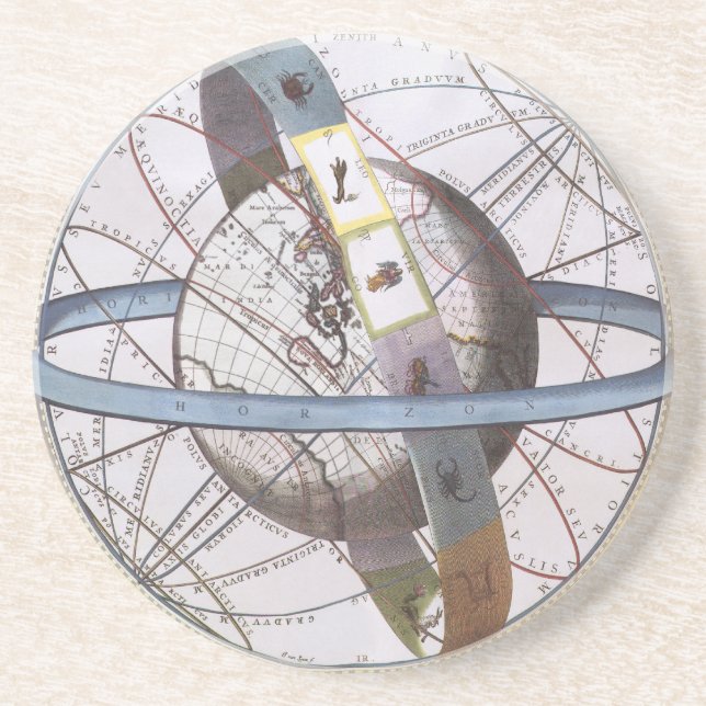 Vintage Astronomy, Celestial by Andreas Cellarius Drink Coaster (Front)