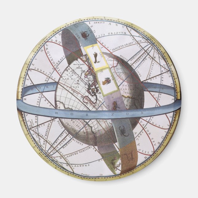 Vintage Astronomy, Celestial by Andreas Cellarius Magnet (Front)