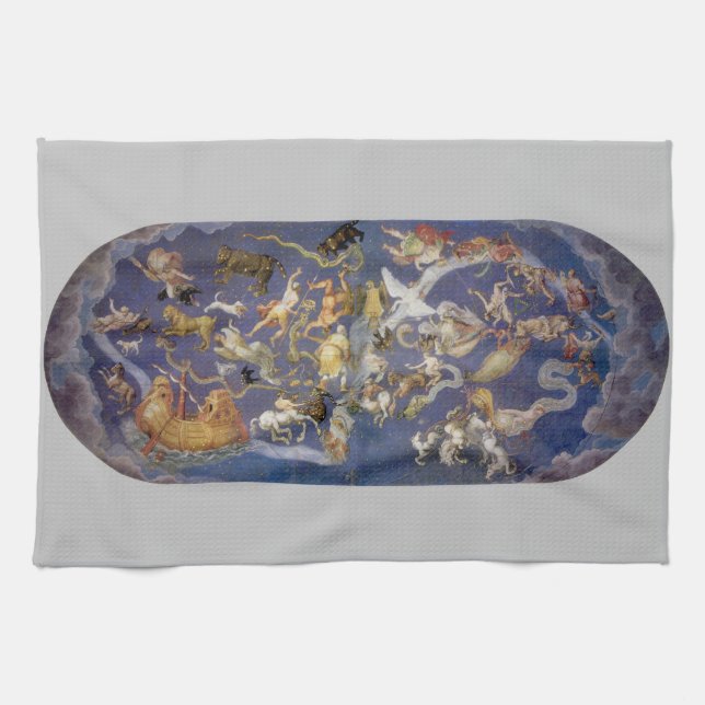 Vintage Astronomy Celestial Constellations Fresco Kitchen Towel (Horizontal)