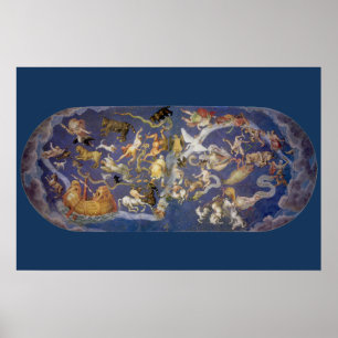Vintage Astronomy Celestial Constellations Fresco Poster