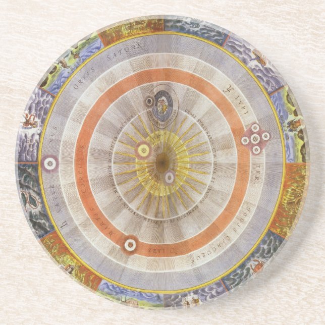 Vintage Astronomy Celestial Copernican Planisphere Drink Coaster (Front)