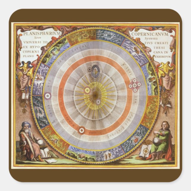Vintage Astronomy Celestial Copernican Planisphere Square Sticker (Front)