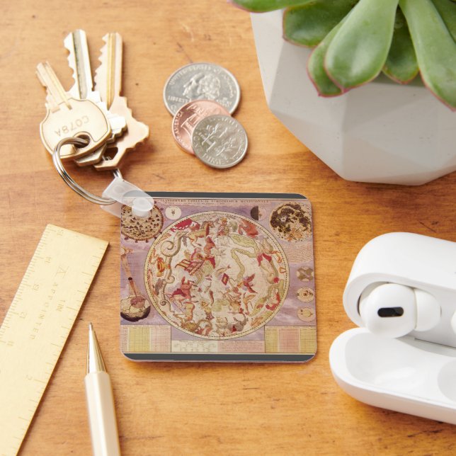 Vintage Astronomy, Celestial Map by Carel Allard Keychain (Desk)