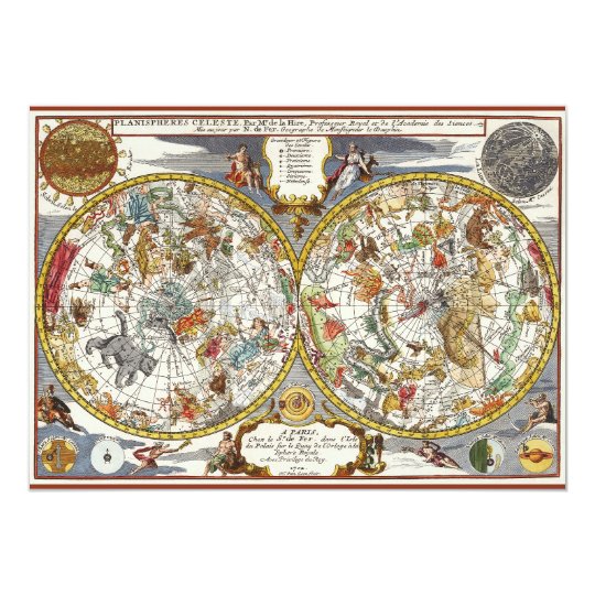 Vintage Astronomy, Celestial Planisphere Map Card