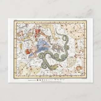 Vintage Astronomy Constellations Map Postcard
